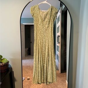 MIDI length green floral dress